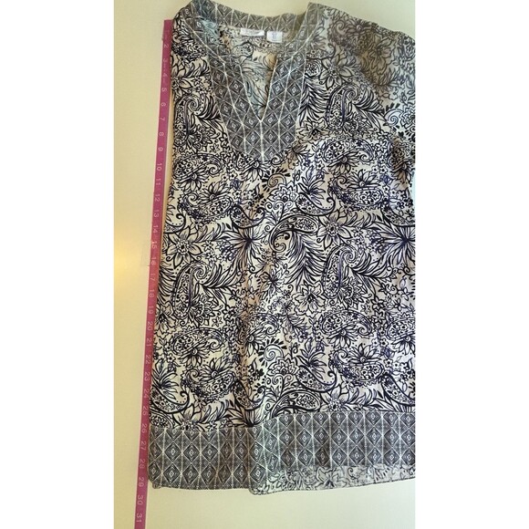 Sigrid Olsen Pure Linen Tunic Top S Blue White Paisley Beachy‎ Coastal - Picture 4 of 7